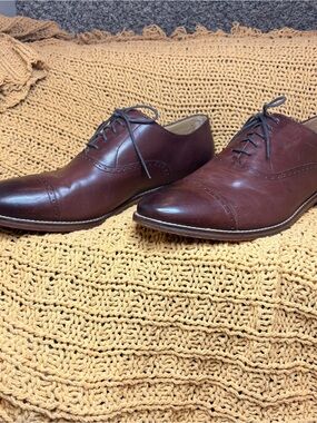 Cole Haan Men's Brown Leather Cap-Toe Oxford Dress Shoes